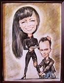 шаржист на свадьбу калининград двойной шарж по фото девушки и парня с пистолетом